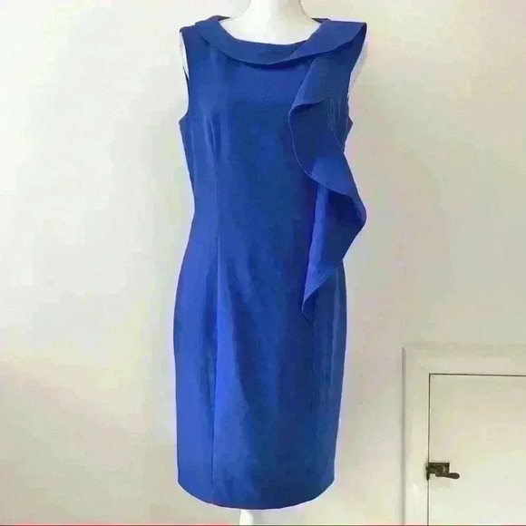 Calvin Klein Royal Blue Sleeveless Ruffle Dress - Picture 1 of 8
